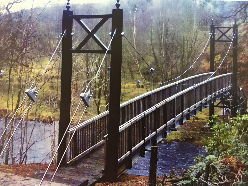 Suspension bridge diverting new public footpath away from clients home