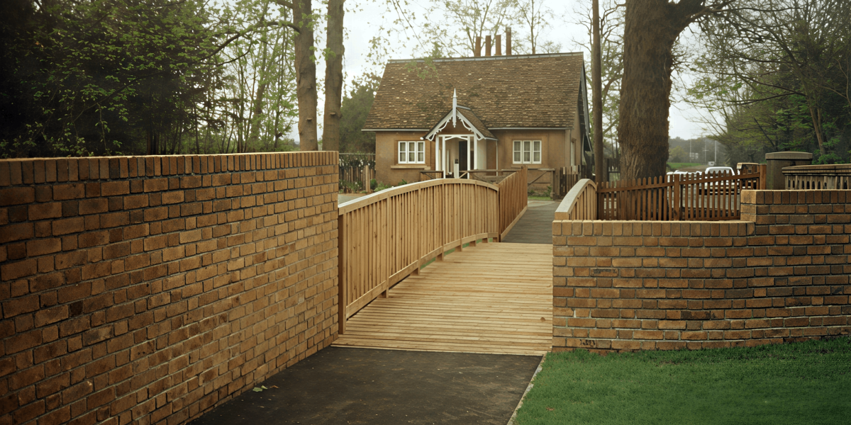Cambered steel and softwood pedestrian bridge for Hertfordshire County Council